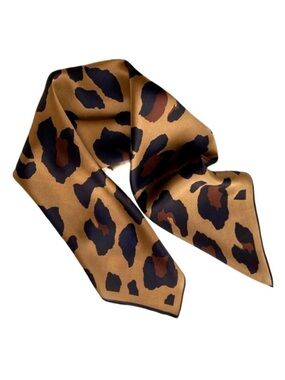 NWT Leopard Print Square Scarf Silk Satin Fashion Neck Hair Accessory